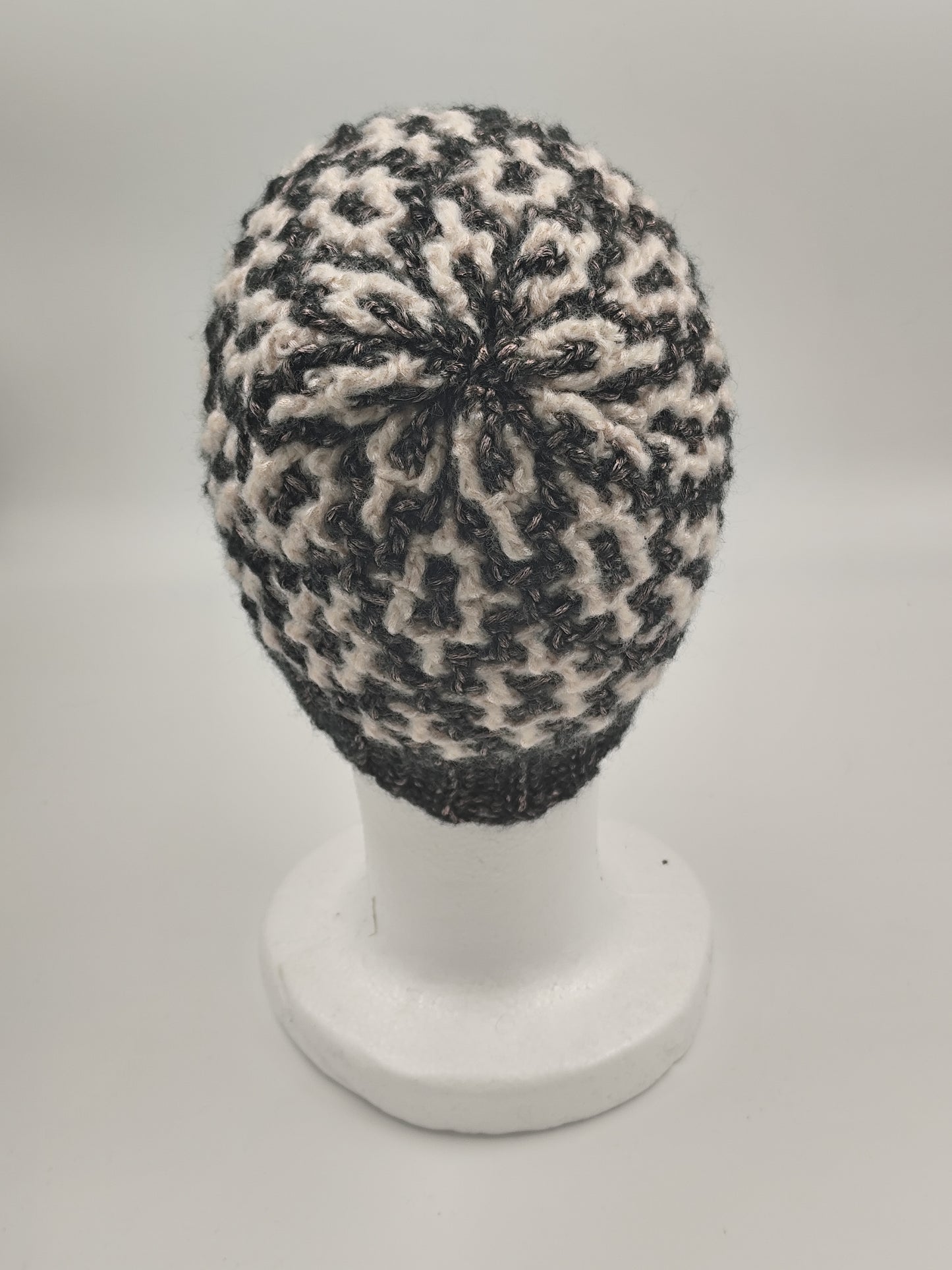 Bonnet crochet fait main Campine - Rosaline/powder