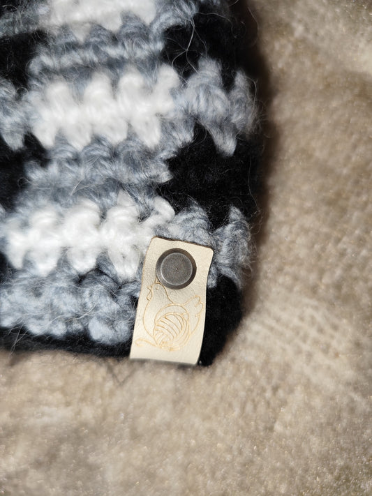 Bandeau crochet fait main Chantecler - Noir/souris/neige