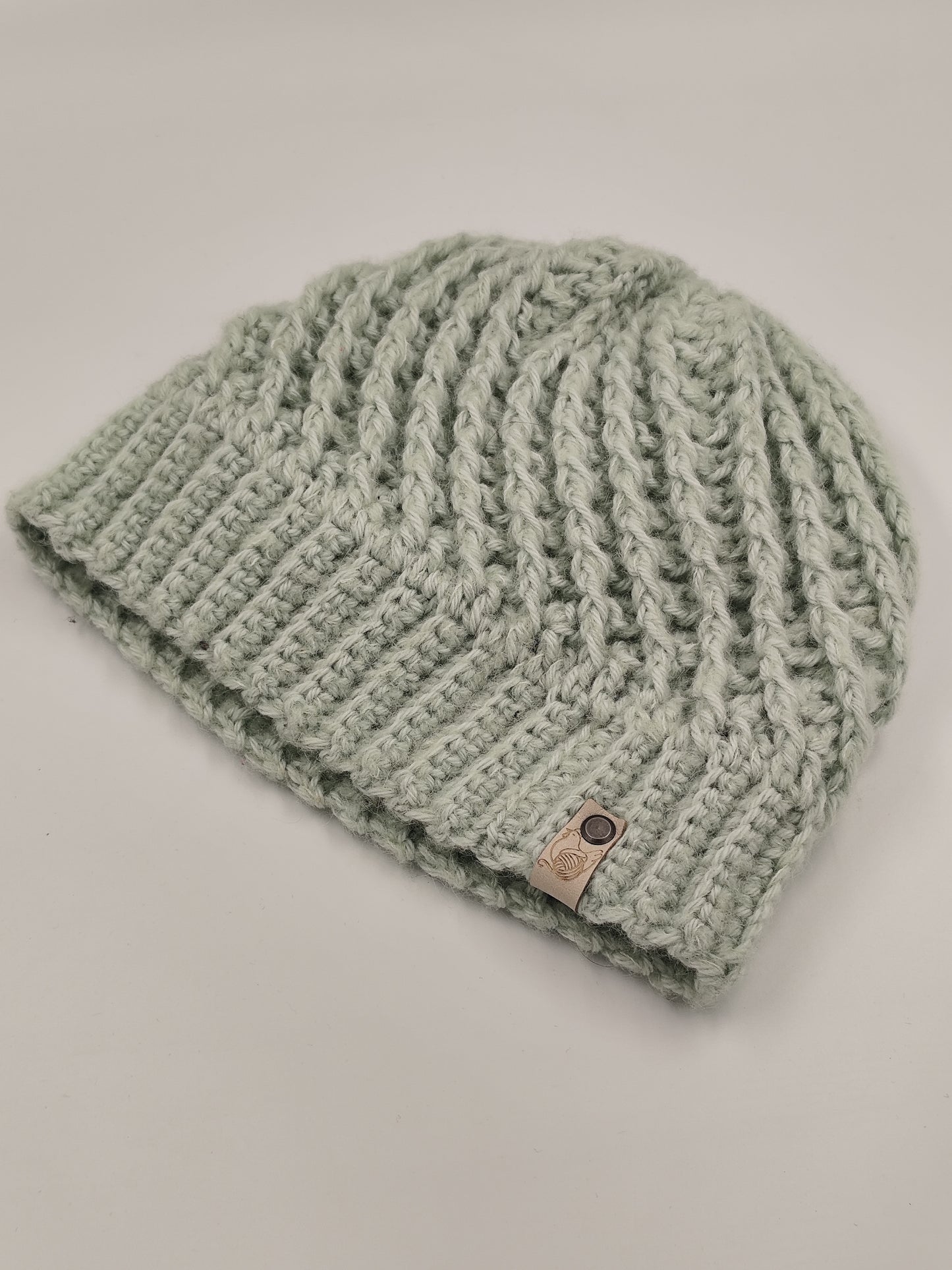 Bonnet crochet fait main Faverolle - Vert d'eau