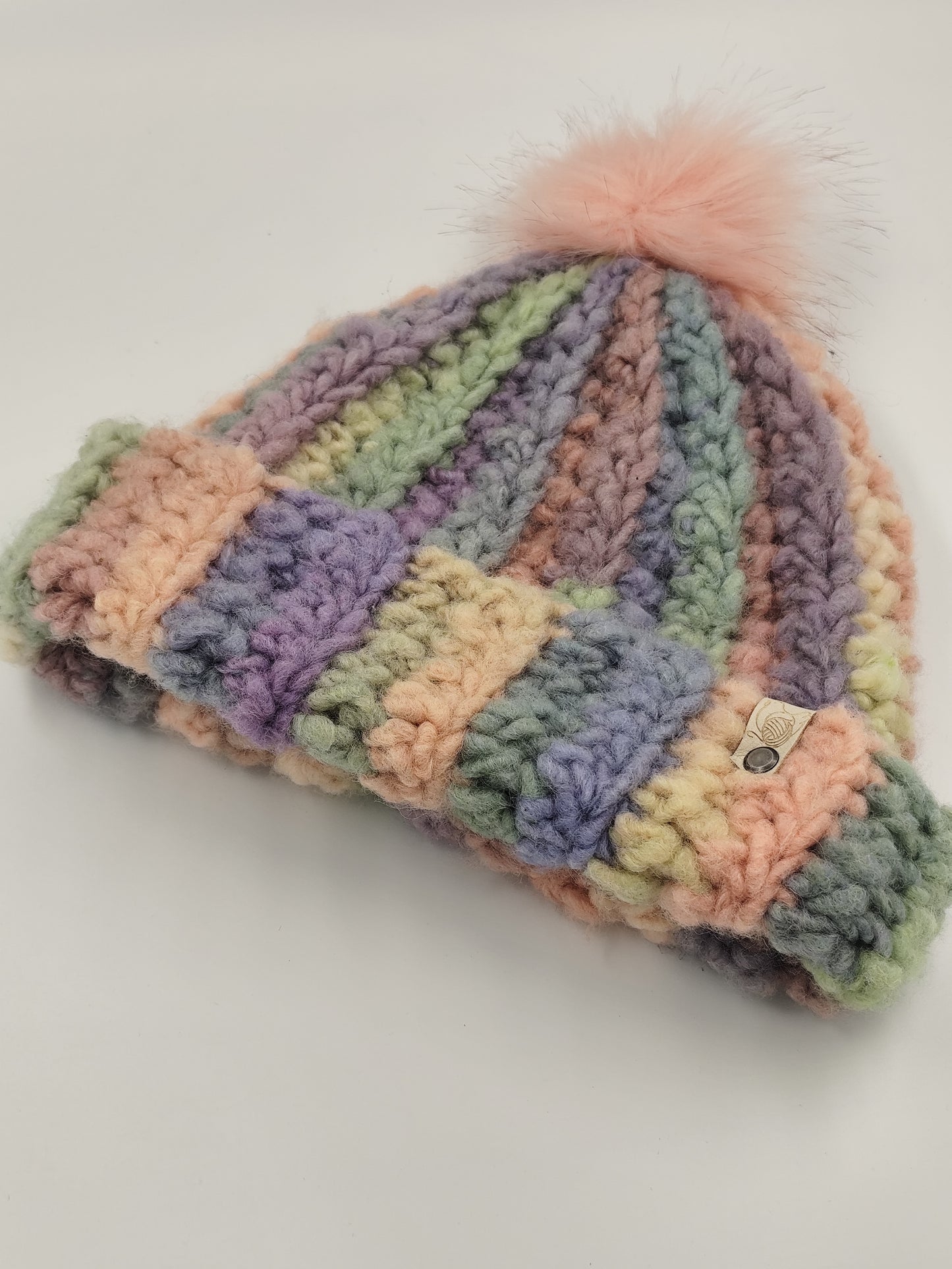 Bonnet crochet fait main Cocotte - Pastel