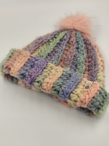 Bonnet crochet fait main Cocotte - Pastel