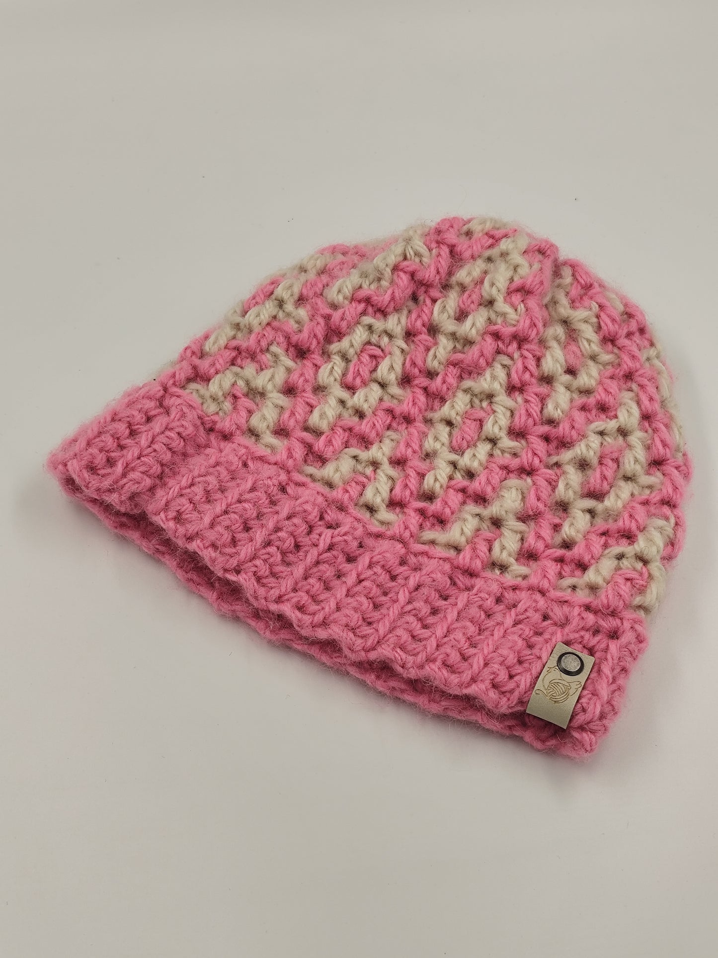 Bonnet crochet fait main Campine - Vanille/candy