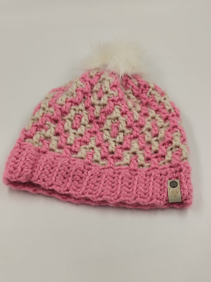 Bonnet crochet fait main Campine - Vanille/candy