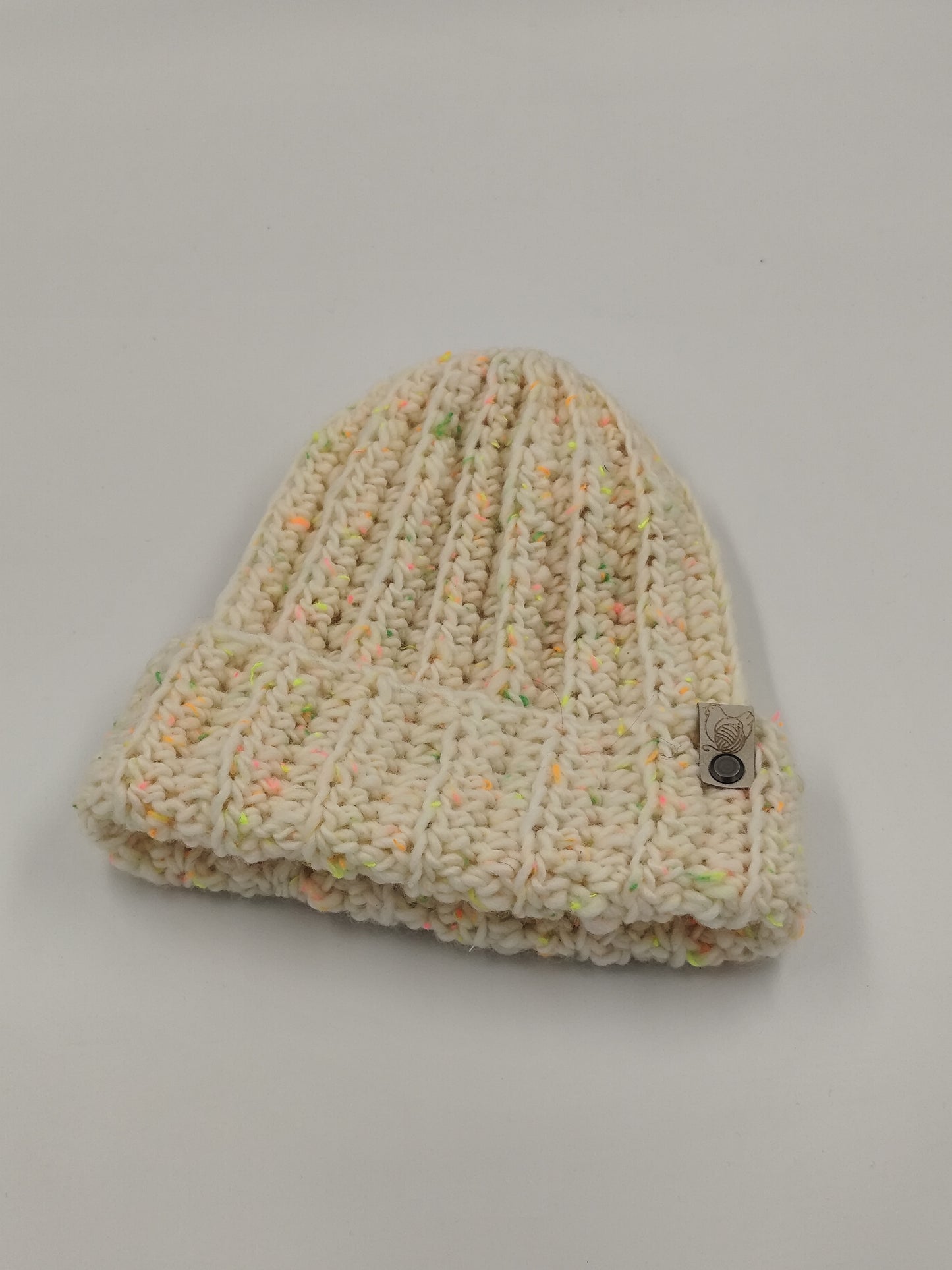 Bonnet crochet fait main Cocotte - Ivory neon