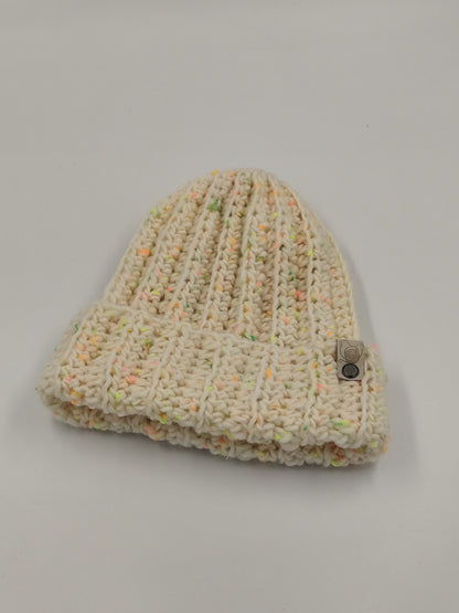 Bonnet crochet fait main Cocotte - Ivory neon
