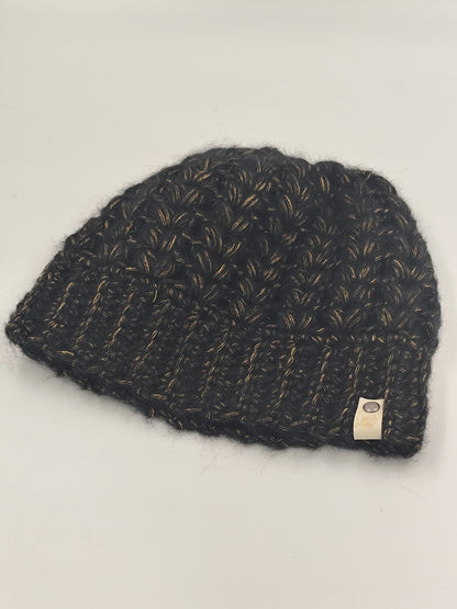 Bonnet crochet fait main Crevecoeur - Noir or