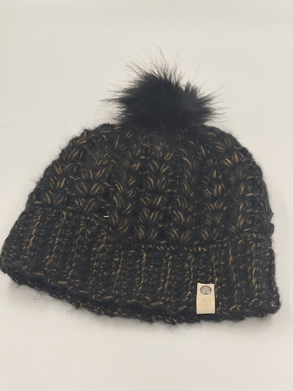Bonnet crochet fait main Crevecoeur - Noir or