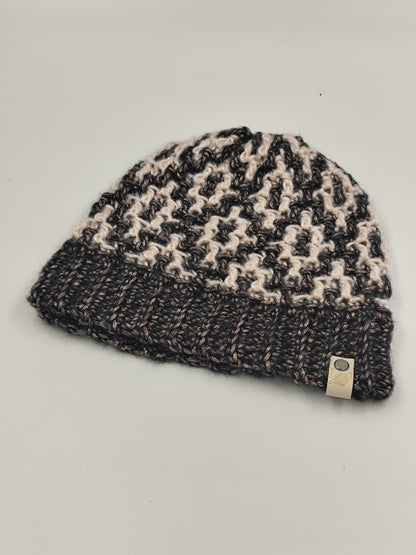 Bonnet crochet fait main Campine - Rosaline/powder