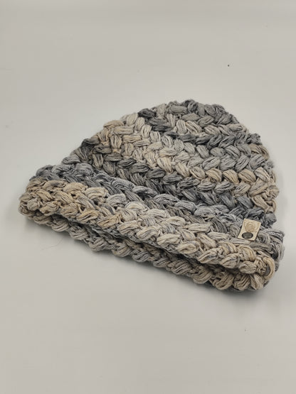 Bonnet crochet fait main Marans - Gris chiné