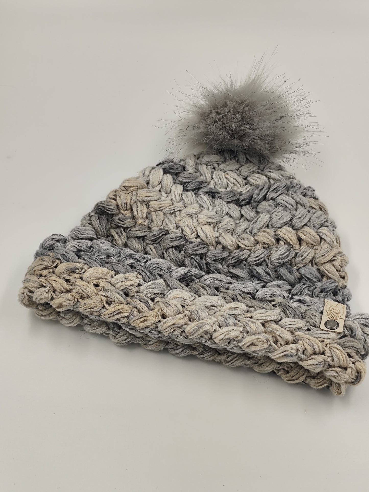 Bonnet crochet fait main Marans - Gris chiné