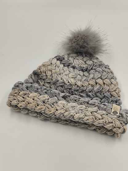 Bonnet crochet fait main Marans - Gris chiné