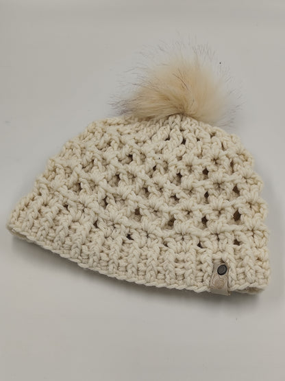 Bonnet crochet fait main Brahma – Écru