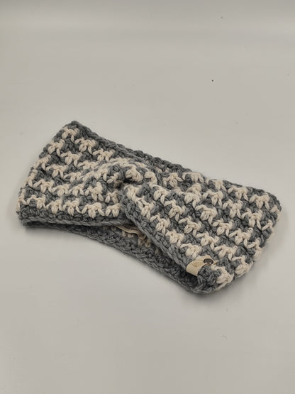 Bandeau crochet fait main Millefleur - Gris clair/beige