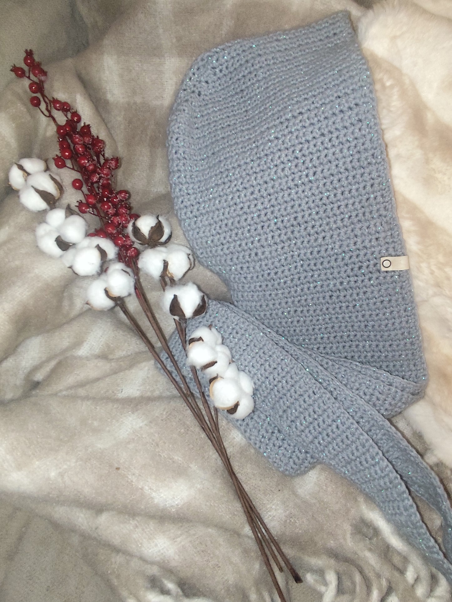 Capuche crochet faite main Sussex - Perle gris