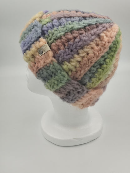 Bonnet crochet fait main Cocotte - Pastel