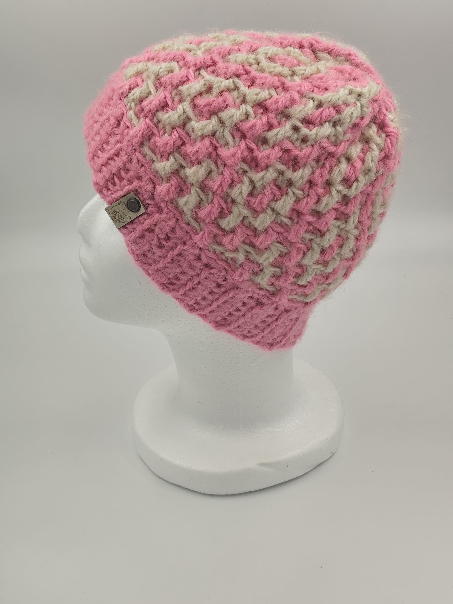 Bonnet crochet fait main Campine - Vanille/candy