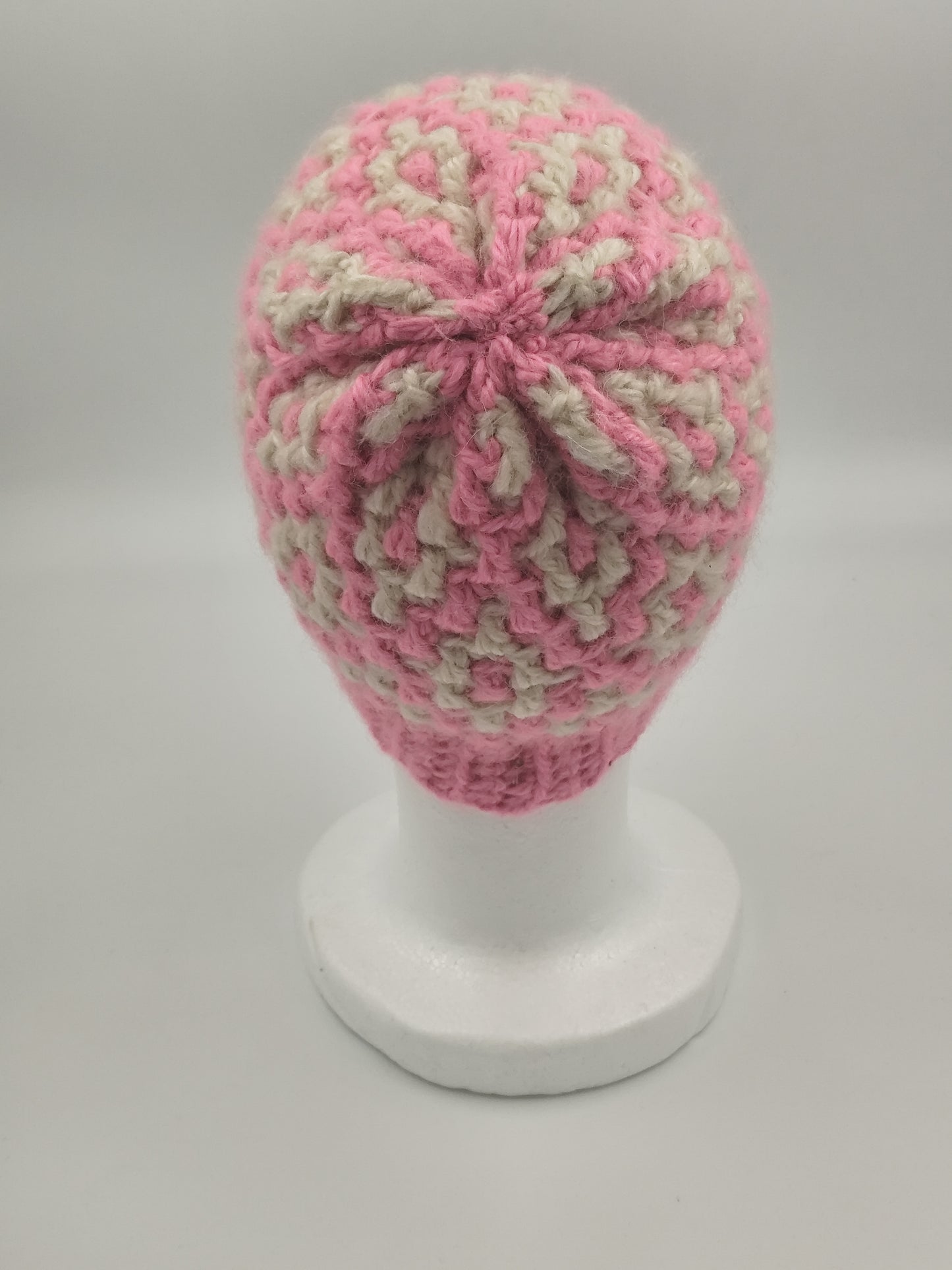Bonnet crochet fait main Campine - Vanille/candy