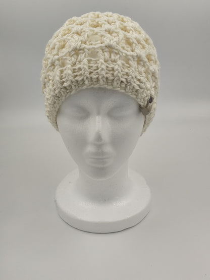 Bonnet crochet fait main Brahma – Écru