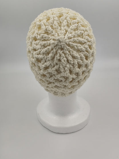 Bonnet crochet fait main Brahma – Écru