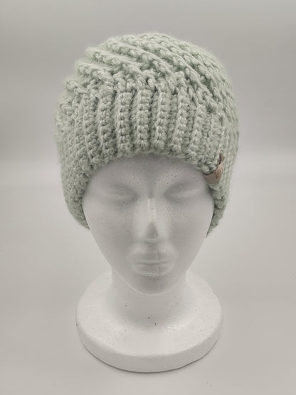 Bonnet crochet fait main Faverolle - Vert d'eau