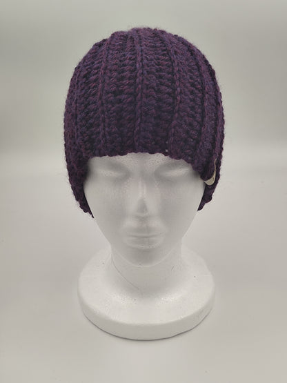 Bonnet crochet fait main Cocotte - Aubergine