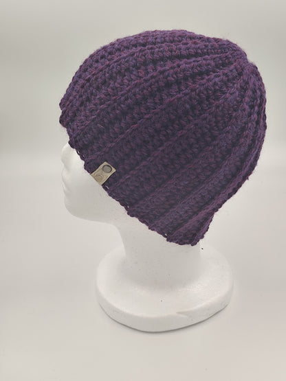 Bonnet crochet fait main Cocotte - Aubergine