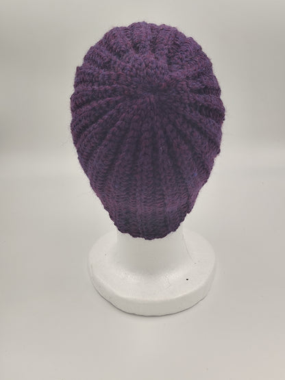Bonnet crochet fait main Cocotte - Aubergine