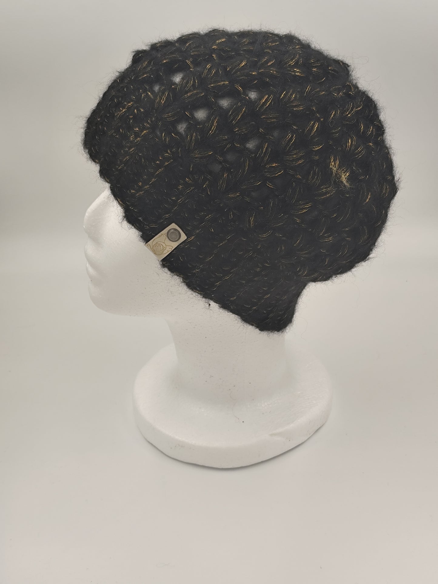 Bonnet crochet fait main Crevecoeur - Noir or