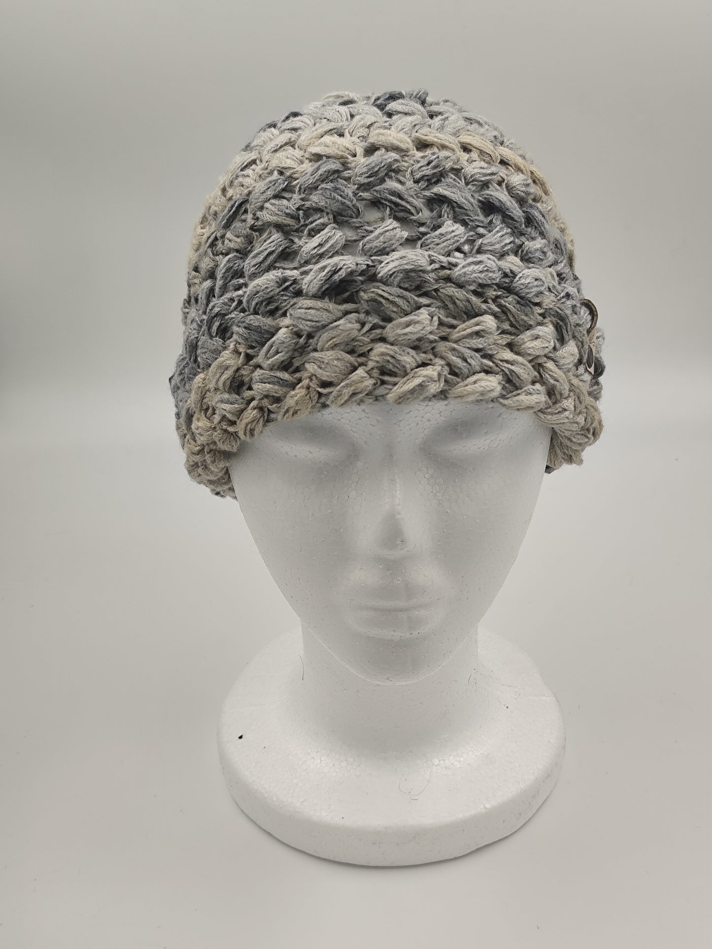 Bonnet crochet fait main Marans - Gris chiné