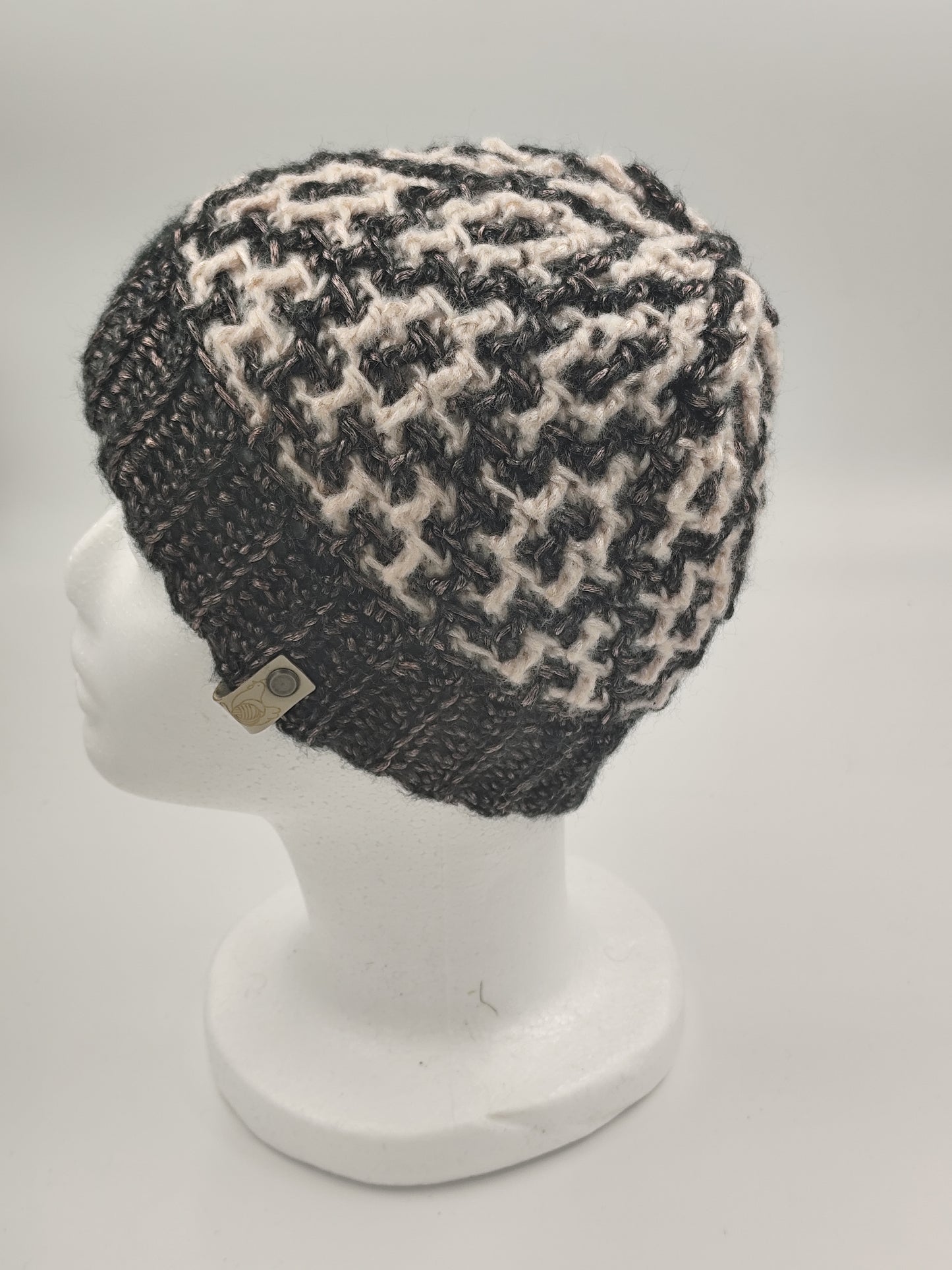 Bonnet crochet fait main Campine - Rosaline/powder