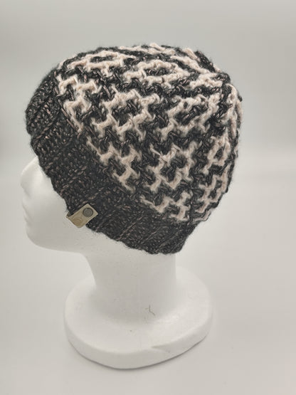 Bonnet crochet fait main Campine - Rosaline/powder
