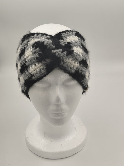 Bandeau crochet fait main Chantecler - Noir/souris/neige