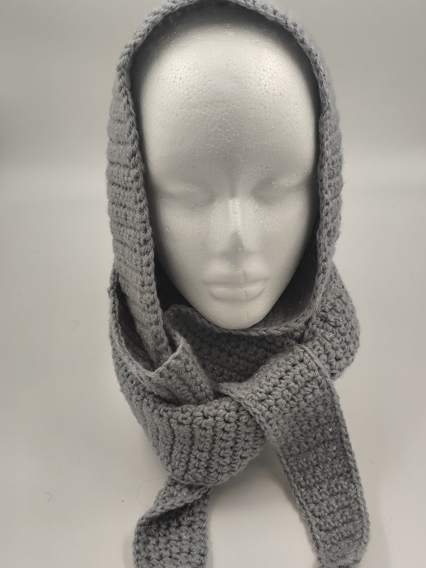 Capuche crochet faite main Sussex - Perle gris