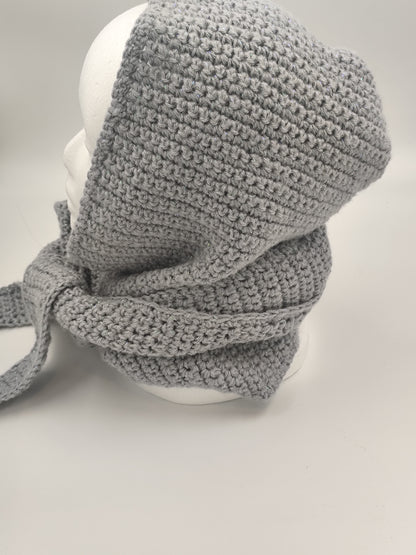 Capuche crochet faite main Sussex - Perle gris