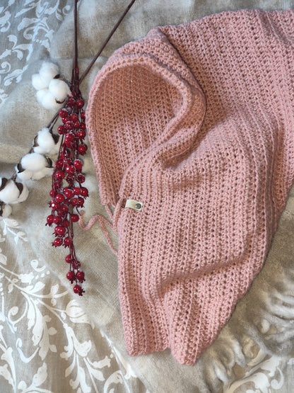 Capuche crochet faite main Padoue - Perle rose