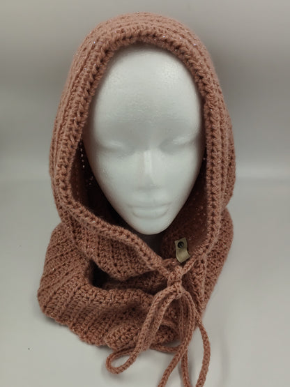 Capuche crochet faite main Padoue - Perle rose