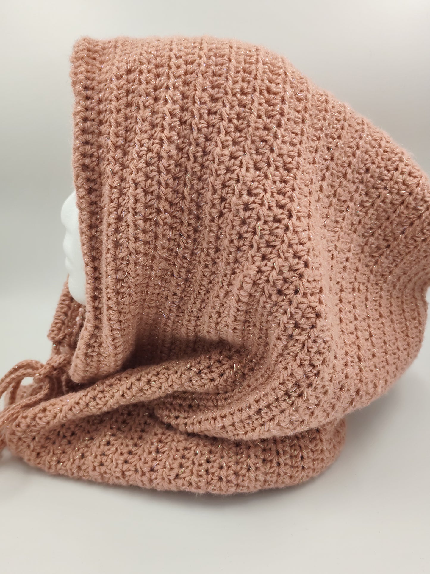 Capuche crochet faite main Padoue - Perle rose