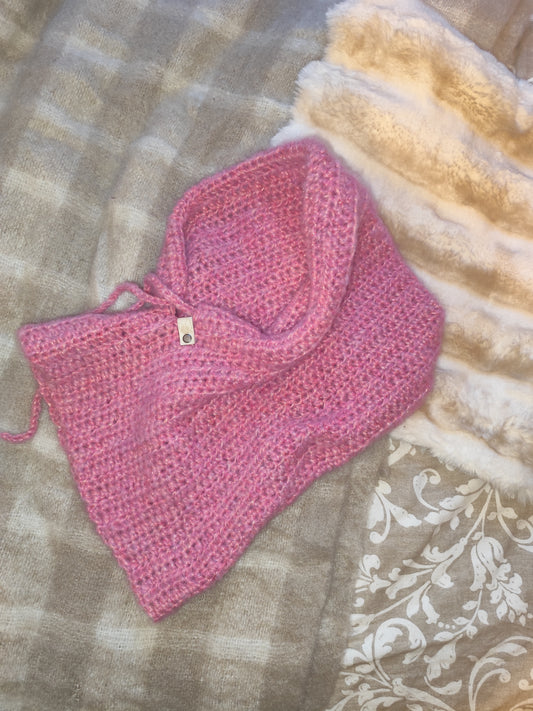 Capuche crochet faite main Padoue - Rose vif