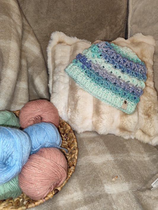 Bonnet crochet fait main Brahma - Océan