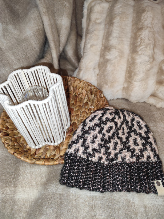 Bonnet crochet fait main Campine - Rosaline/powder