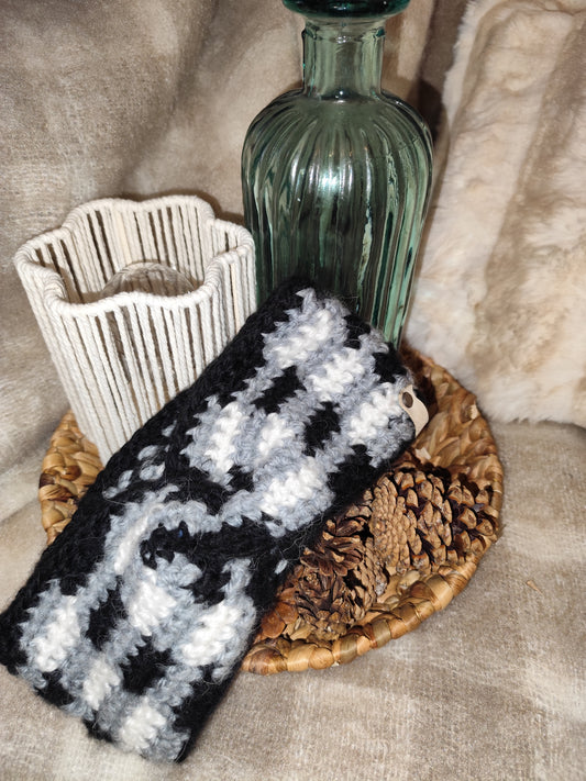 Bandeau crochet fait main Chantecler - Noir/souris/neige