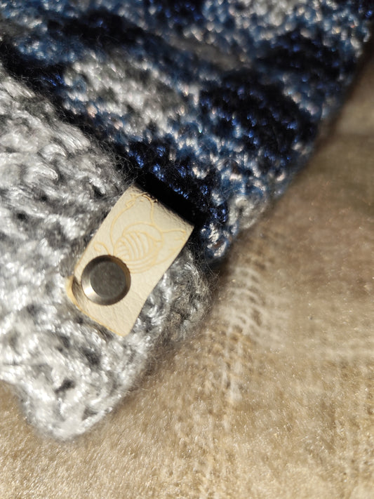 Bonnet crochet fait main Chantecler - Brume polaire/ciel glace/denim crépusculaire