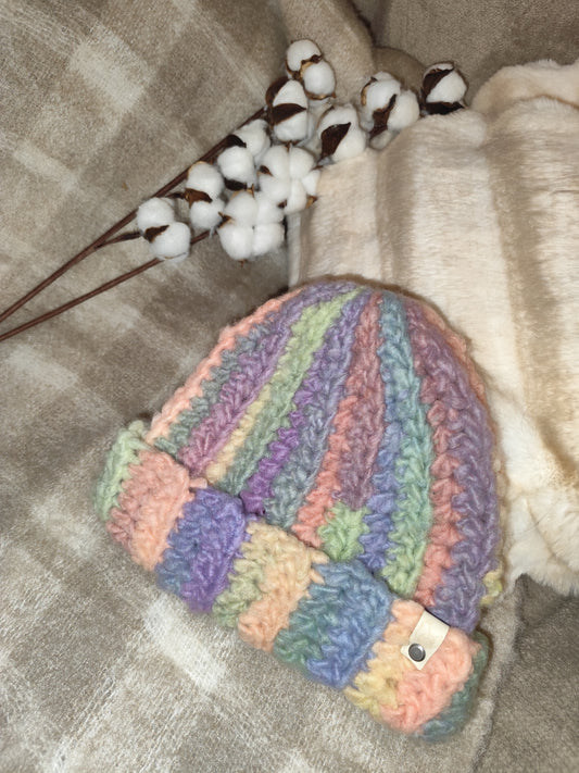 Bonnet crochet fait main Cocotte - Pastel