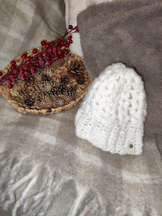 Bonnet crochet fait main Crevecoeur - Blanc