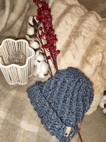 Bonnet crochet fait main Faverolle - Jeans