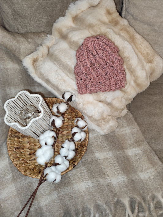 Bonnet crochet fait main Faverolle - Rose