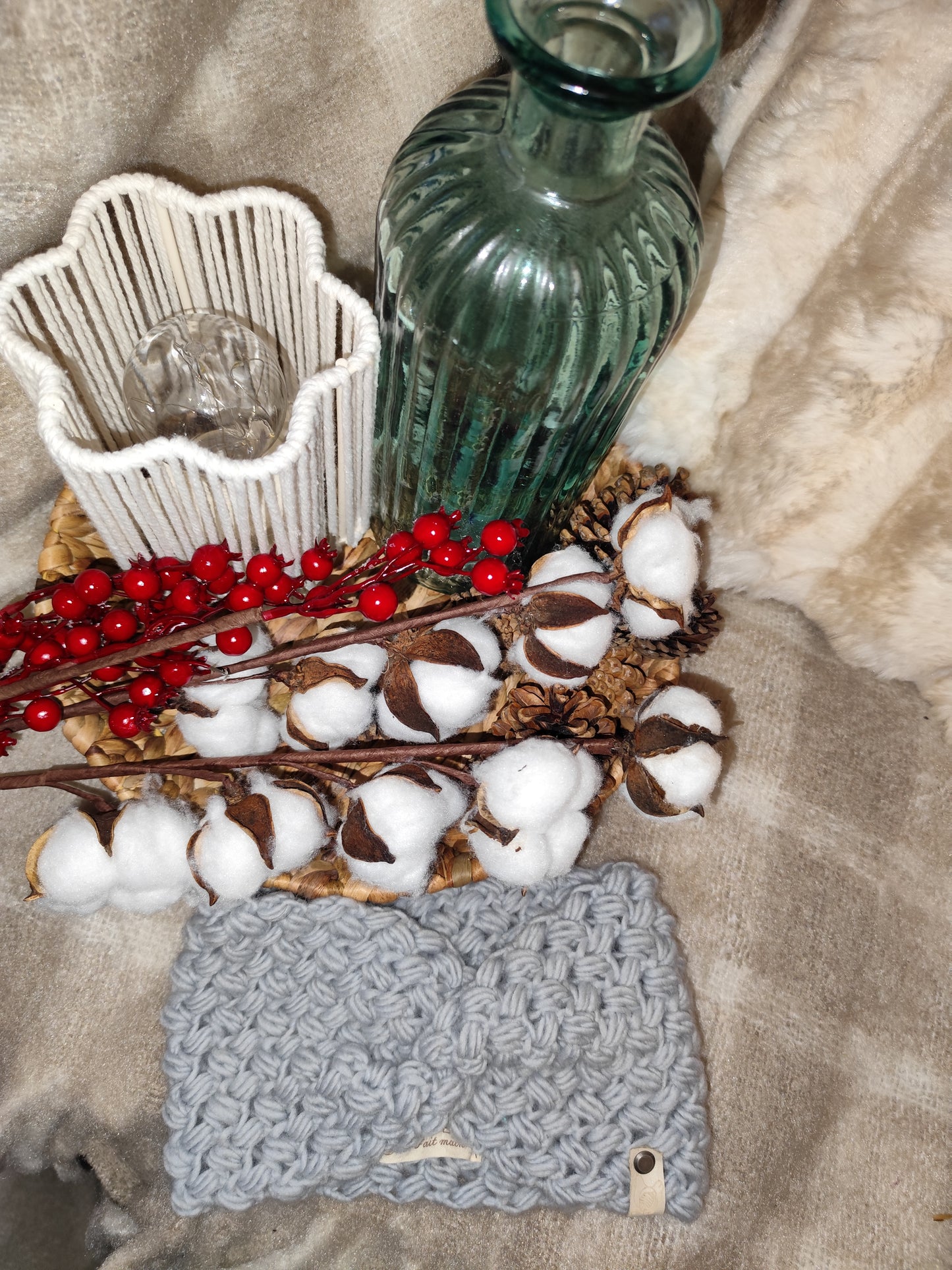 Bandeau crochet fait main Marans - Gris