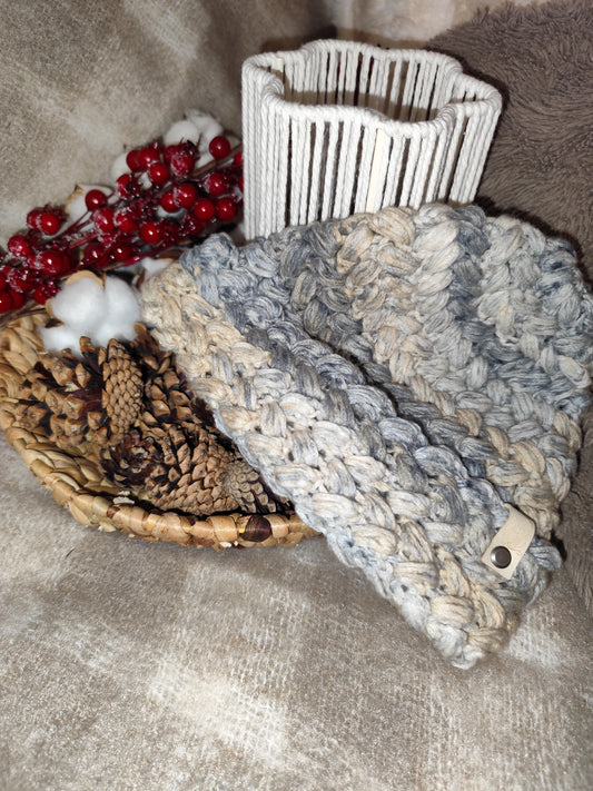 Bonnet crochet fait main Marans - Gris chiné