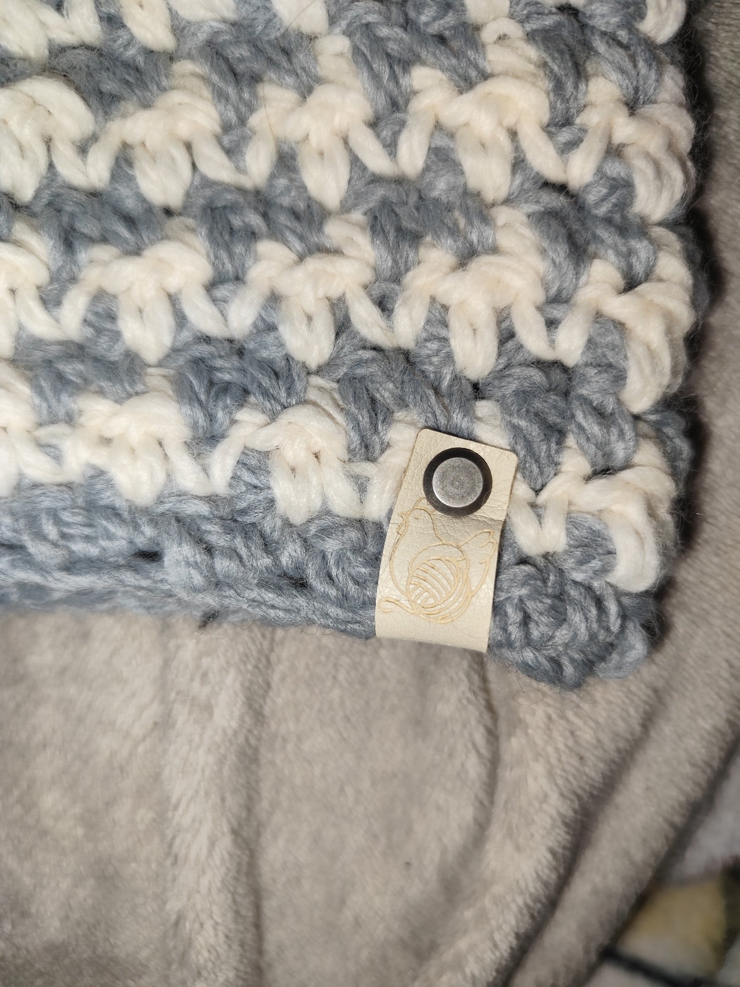 Bandeau crochet fait main Millefleur - Gris clair/beige