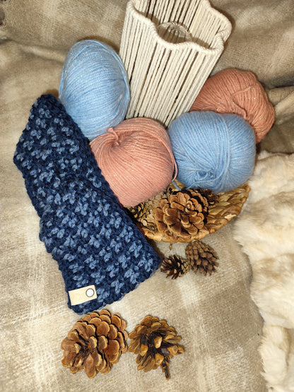 Bandeau crochet fait main Millefleur - Minuit/denim